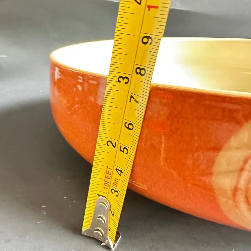 Denby Fire Chilli Serving Bowl Orange Cream Swirl Stoneware England Retired 10in